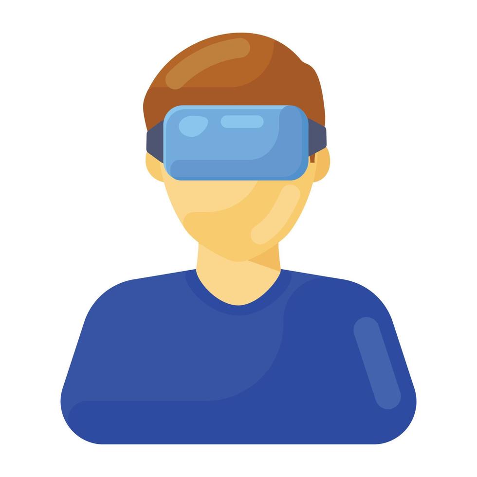 Campañas virtual reality person wearing glasses in flat icon vector